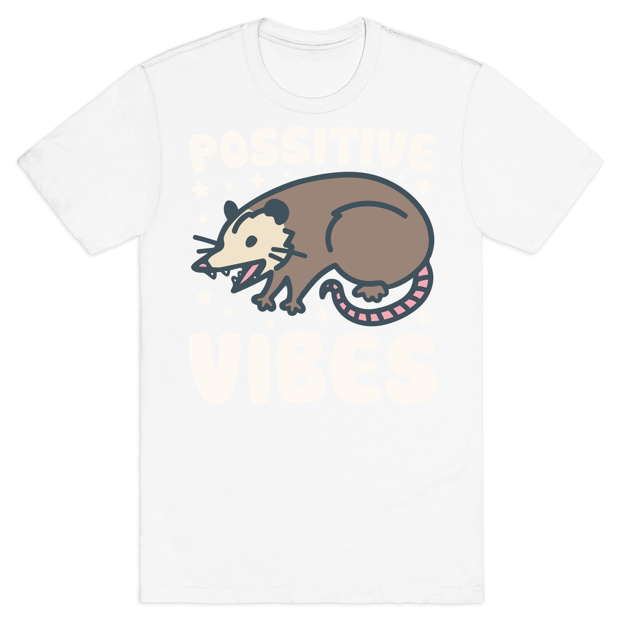 Possitive Vibes Opossum White Print T-Shirt